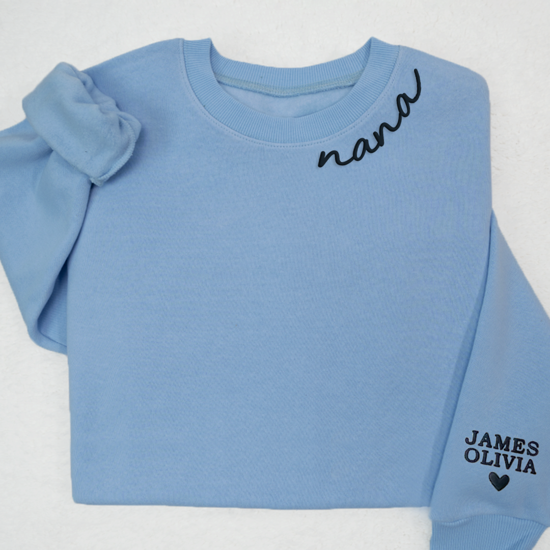 Puff Sweatshirt Nana With Kids Names On Sleeve Sweatshirt