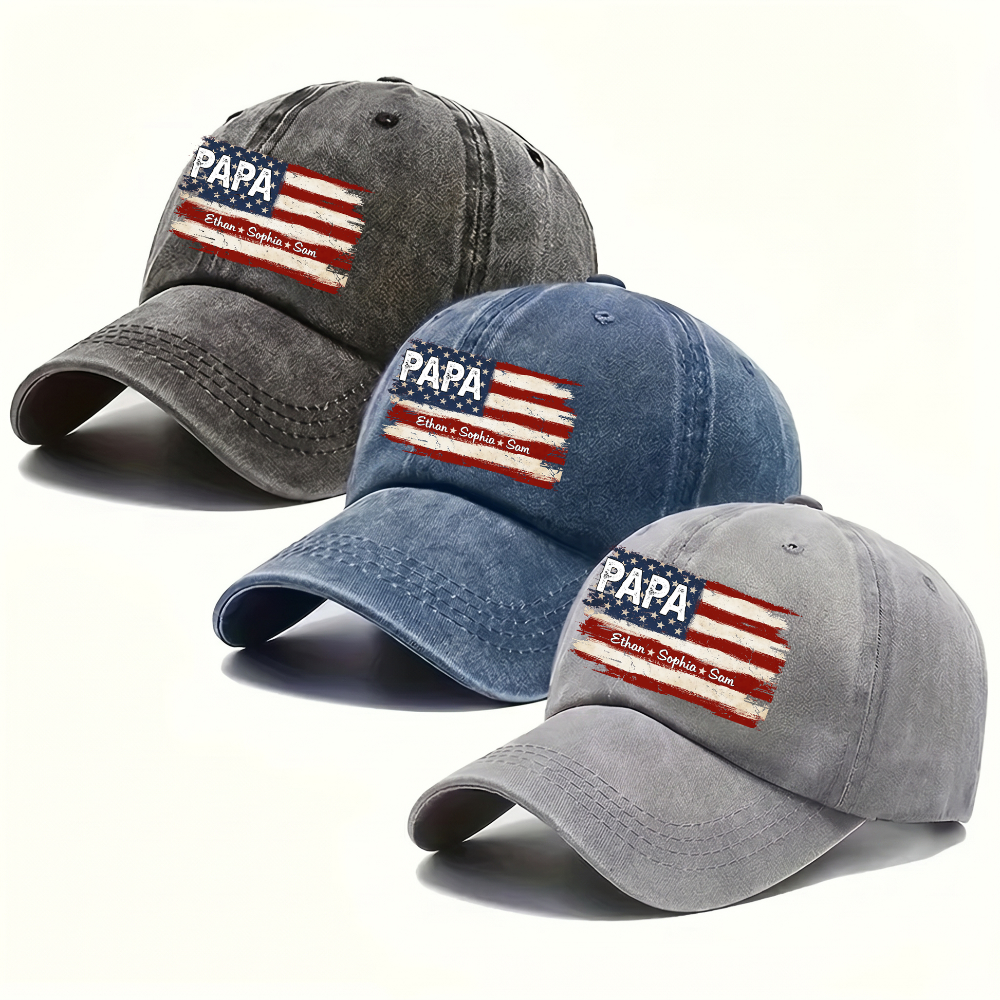 Personalized Papa Ands Grandkids Flag American