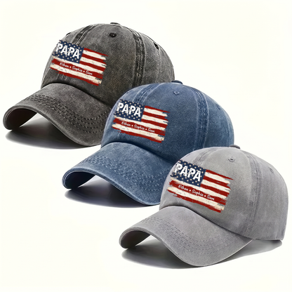 Personalized Papa Ands Grandkids Flag American