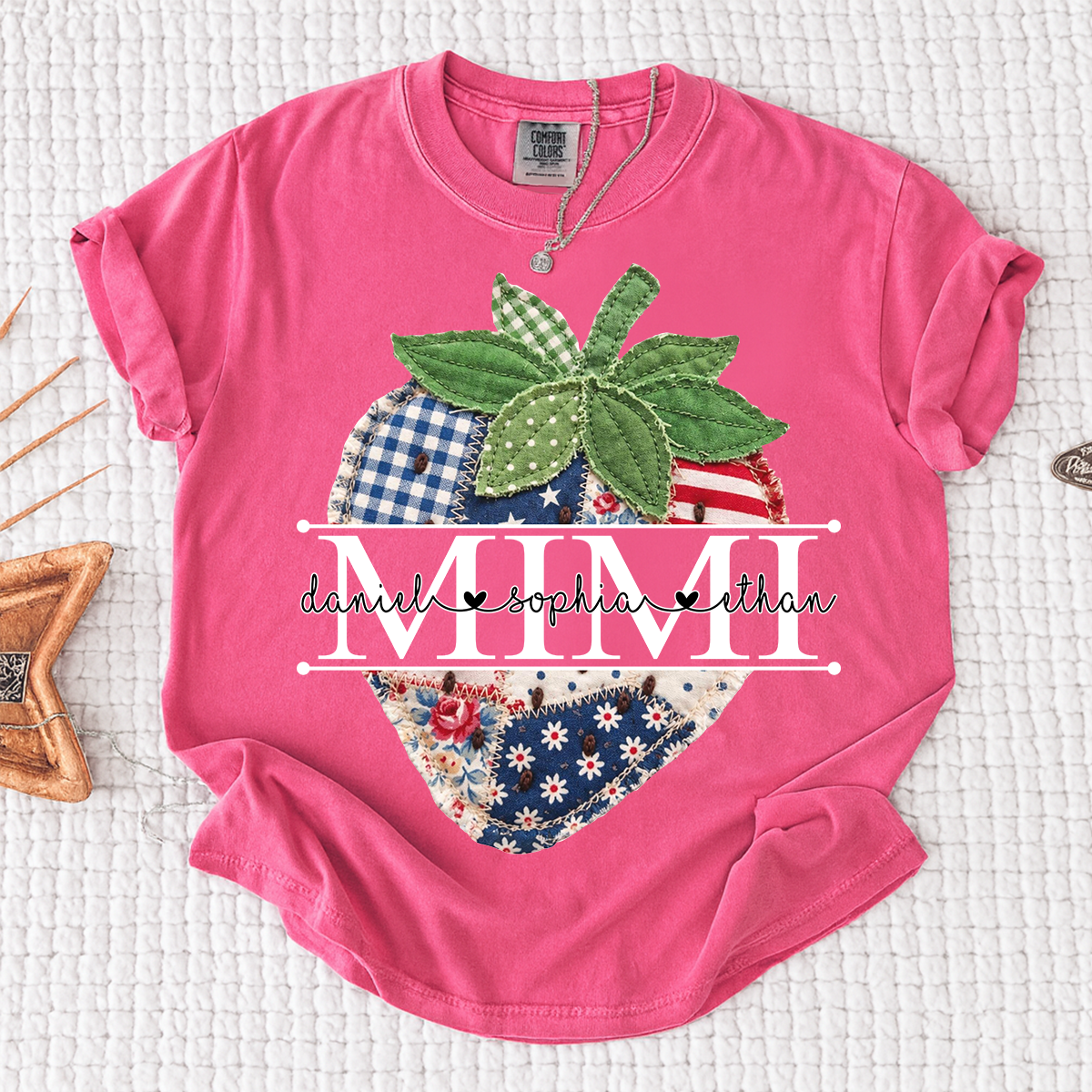 Comfort Colors® Personalized Mimi 4th of July Shirt, Cute Patriotic Grandma Strawberry Tee