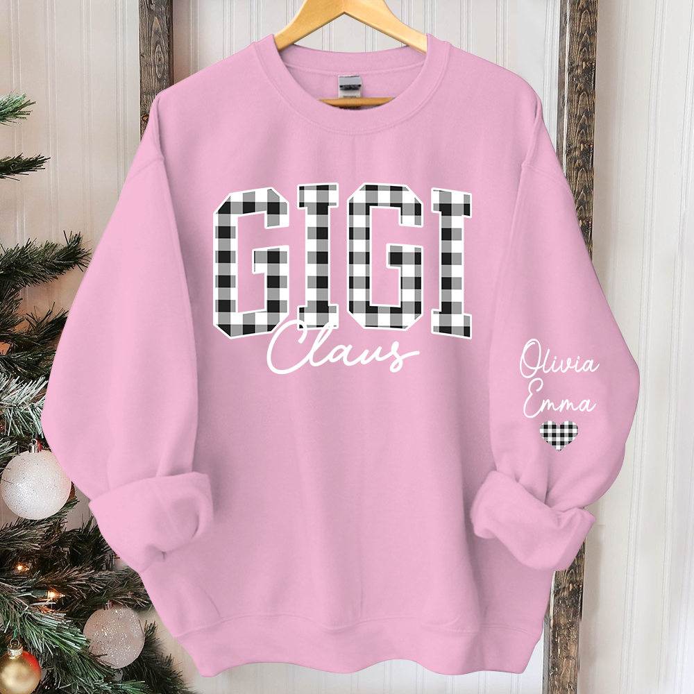 Custom Gigi Claus White Caro Christmas With Kids Sweatshirt