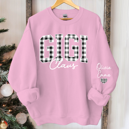 Custom Gigi Claus White Caro Christmas With Kids Sweatshirt