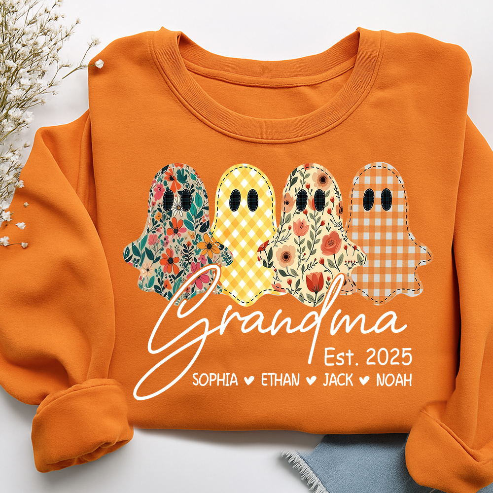 Custom Ghost Sweatshirt for Grandma, Halloween Grandma Est. 2025 Shirt