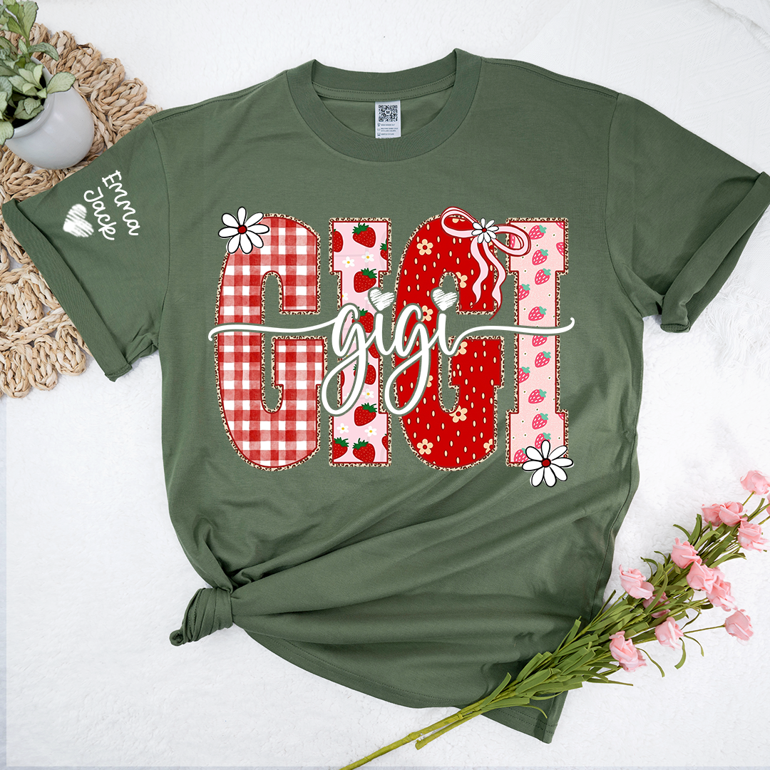 Custom Designed For Gigi With A Strawberry And Floral Pattern, A Unique Outfit Made Just For Grandma