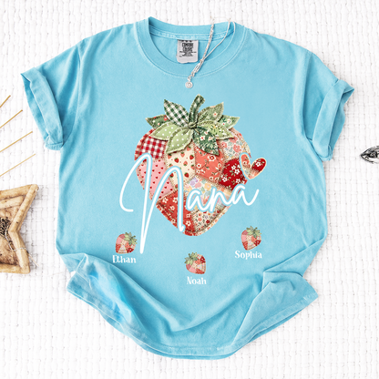 Comfort Colors® Nana Strawberry Graphic Tee, Fun and Sweet Personalized Grandma Shirt For Gift Nana And Kids