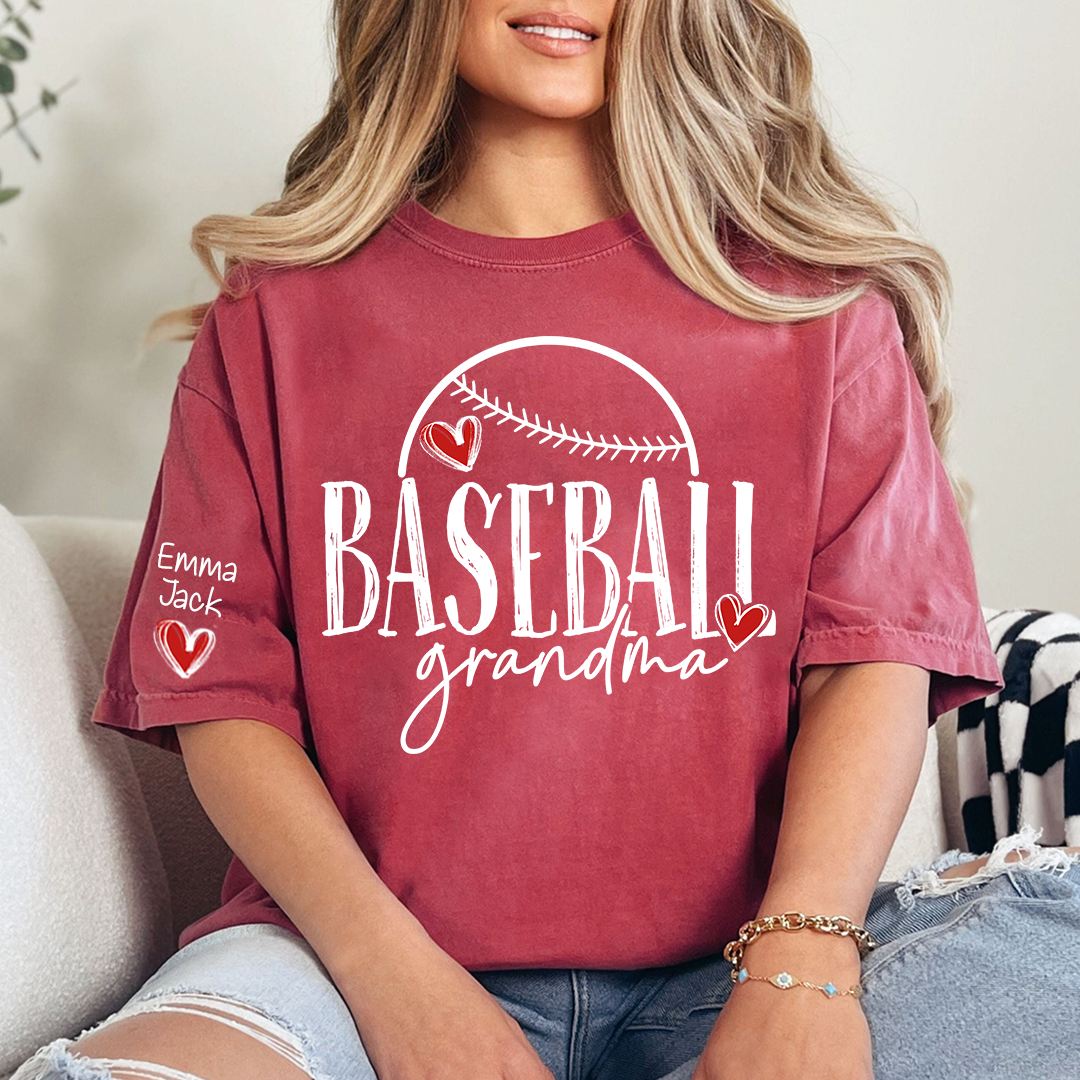 Baseball Nana Personalized T-Shirt, Cute Heart Baseball Design Nana T-Shirt