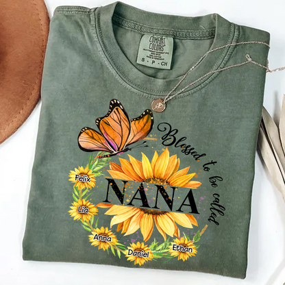 Comfort Colors® Blessed Nana Sunflower Butterfly T-Shirt, Gift For Grandma T-Shirt
