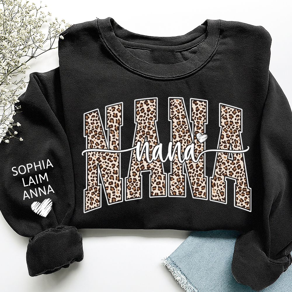 Retro Varsity Nana Leopard Print, For Gift Grandma And Kids
