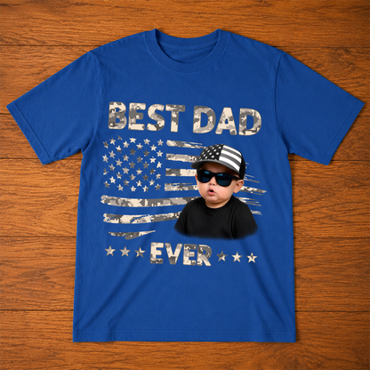 Best Dad Ever T-Shirt – Personalized Custom Baby Photo Gift for Father Papa Birthday Fathers Day