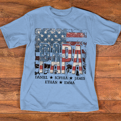 Personalized Papa 4th July Independence Day American Flag T-Shirt, Patriotic gift for grandma