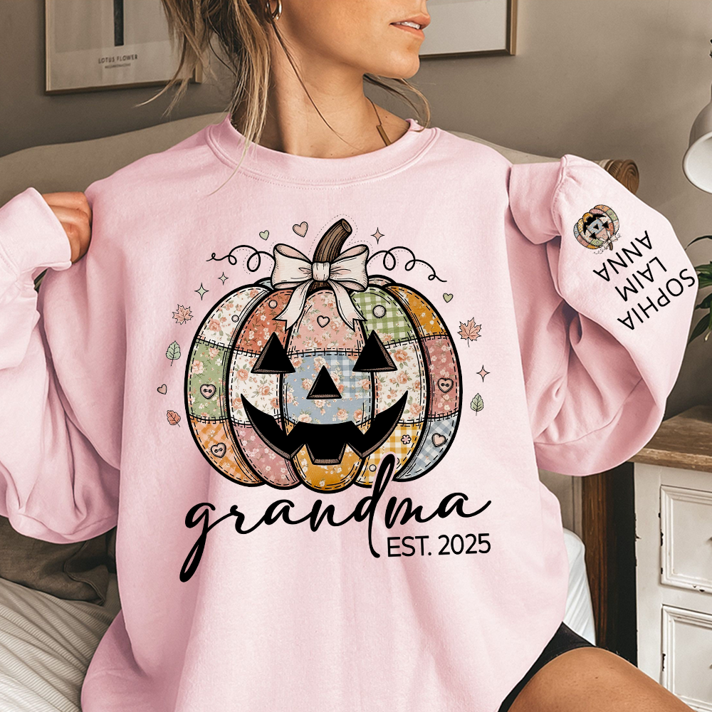 Personalized Floral Pumpkin Mimi Gifts, Floral Patchwork Mimi, Gifts for Grandma and Kids