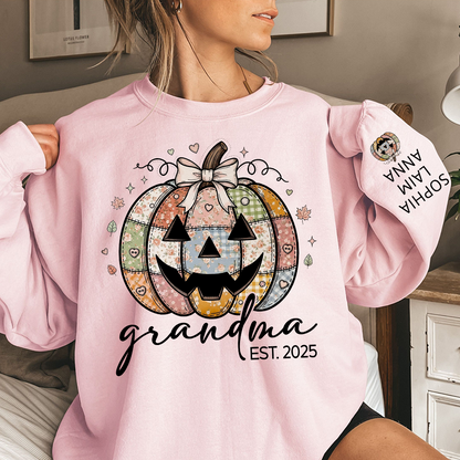 Personalized Floral Pumpkin Mimi Gifts, Floral Patchwork Mimi, Gifts for Grandma and Kids