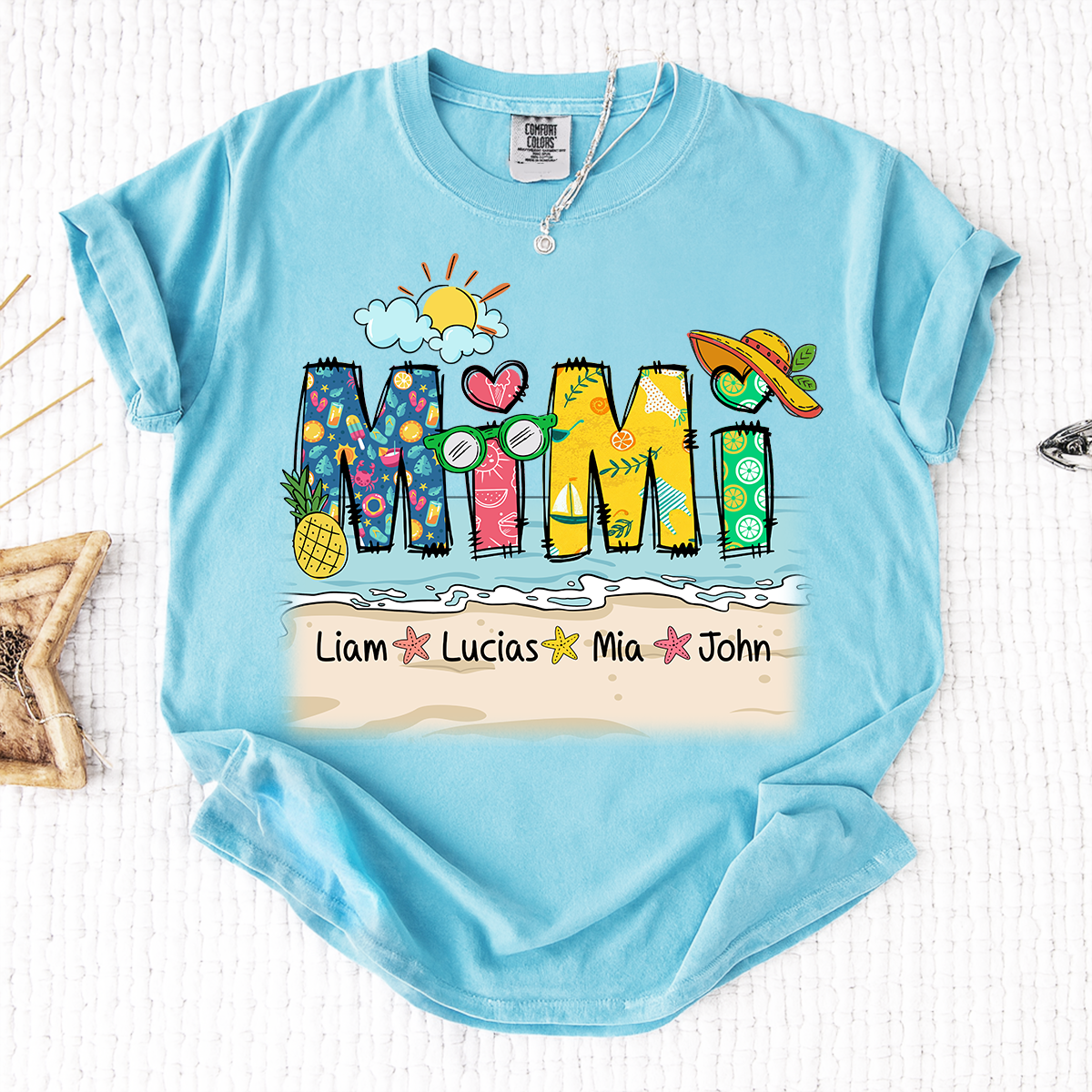 Comfort Colors® Cute Vacation Mimi Shirt with Pineapple and Sunglasses Design for Family