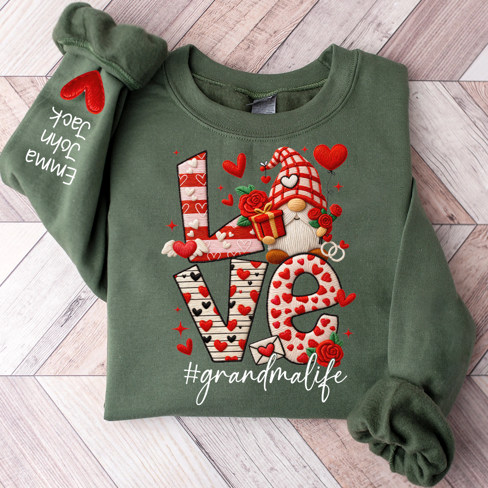 Love Grandma Sweatshirt, Grandmalife Heart Design For Gift Grandma And Kids