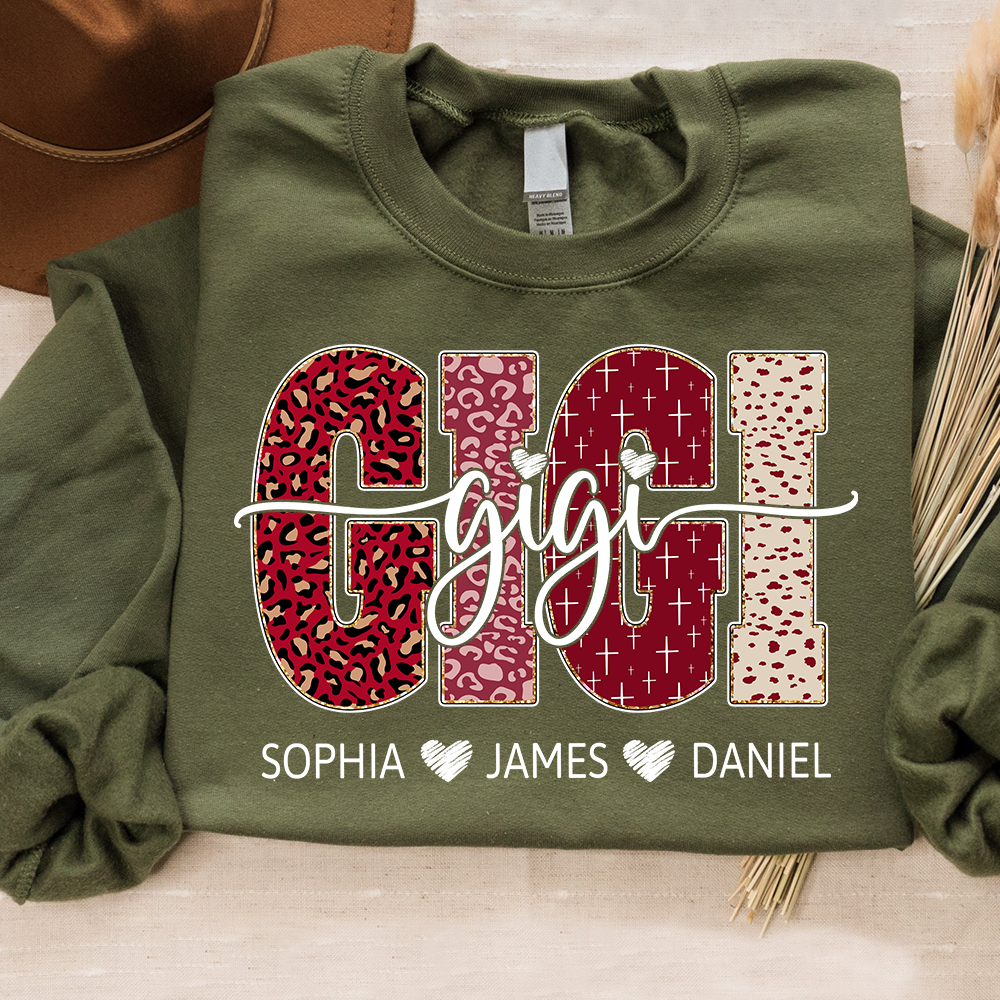 Personalized Gigi Sweatshirt with Kids Names, Valentine Grandma Gift Crewneck