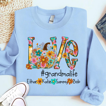 Love Autumn Personalized Sweatshirt, Custom Name for Grandma And Kids