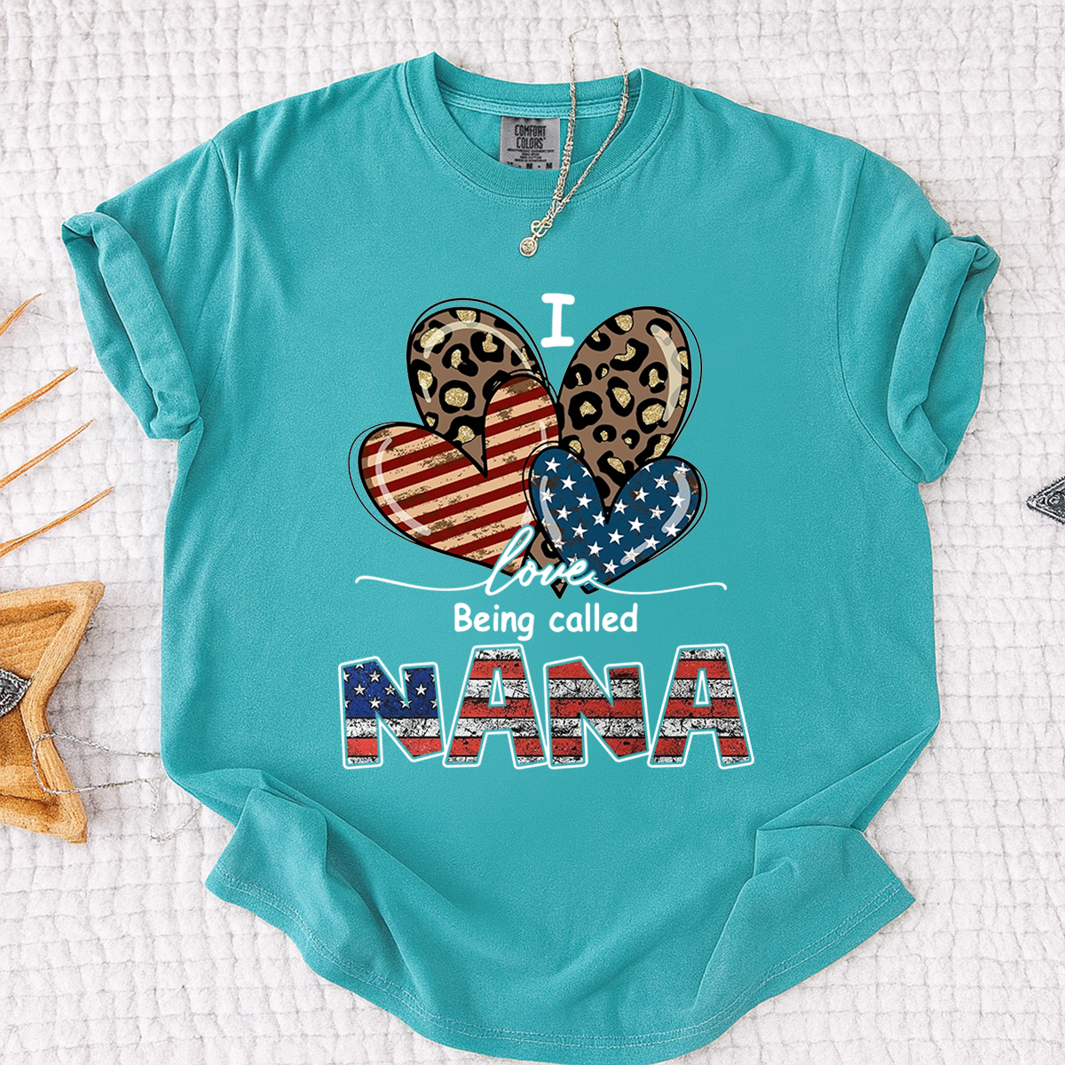 Comfort Colors® I Love Being Called Nana American Flag Heart Shirt, For Gift Grandma