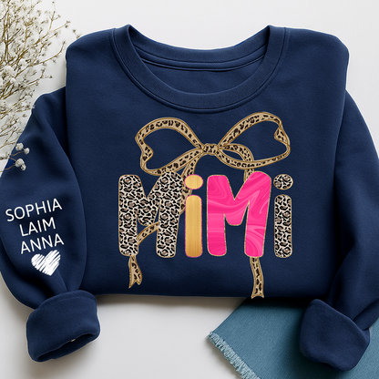 Custom Coquette Leopard Mimi Sweatshirt, Gift for Grandma And Grandchild