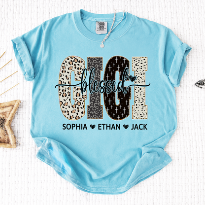 Comfort Colors® Bible Style Design, Custom Gift For Blessed Gigi And Her Grandchildren
