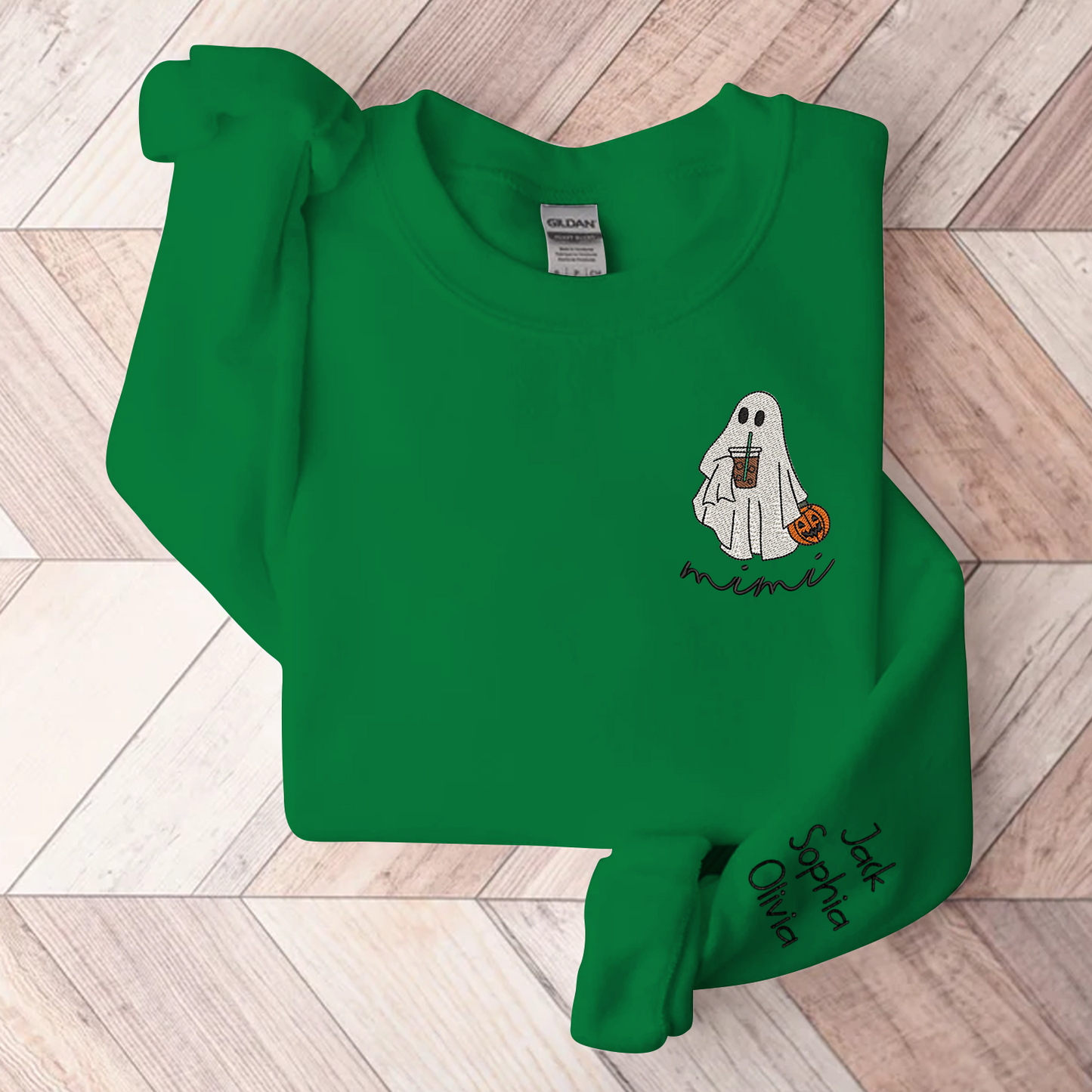 Ghost Halloween Embroidered, Custom Mimi And Kids, Grandma Gift TH Sweatshirt