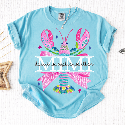 Comfort Colors® Mimi Lobster Family Name Shirt, Unique Personalized Crab T-Shirt for Grandma, Lobster Summer Graphic Top