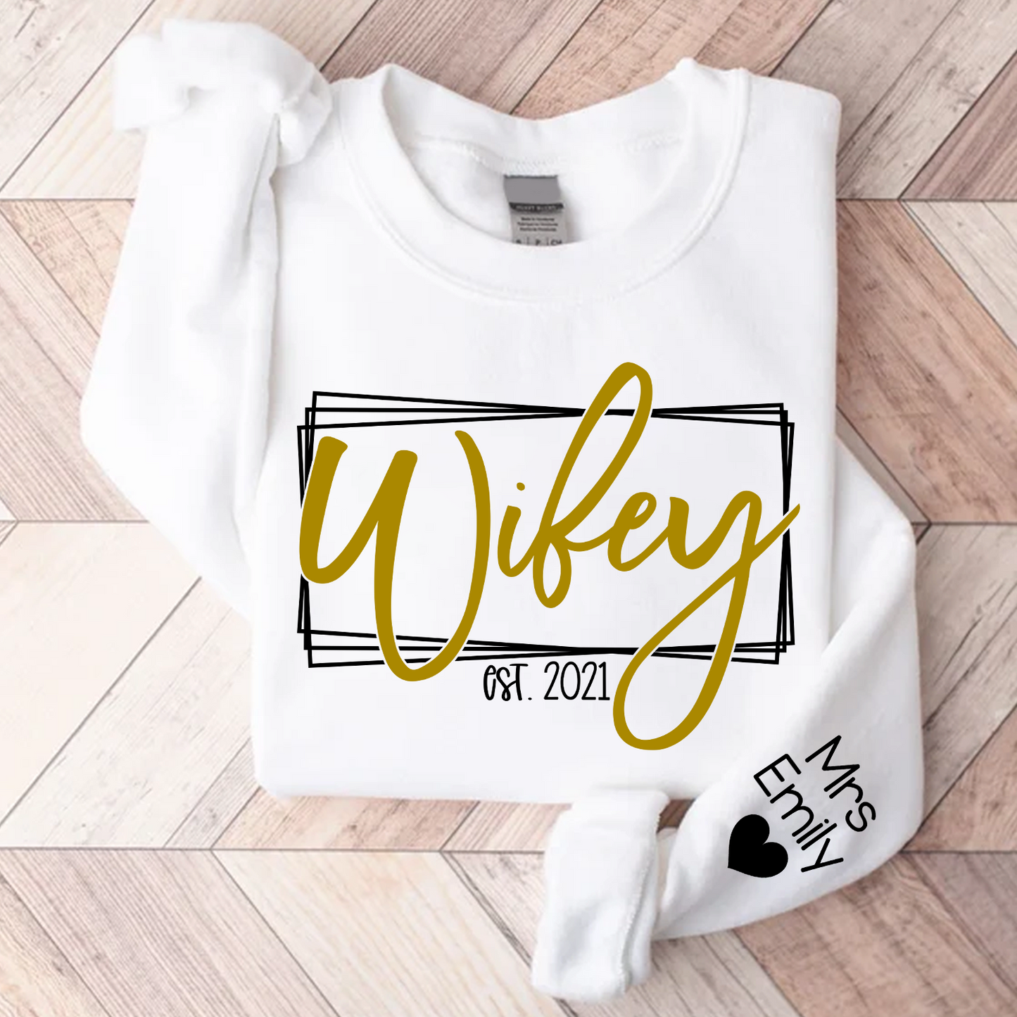 Wifey Hubby Custom Est Couple Sweatshirt, Gift For Fiance, Wedding Gift, Matching Couple Sweatshirt