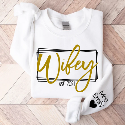 Wifey Hubby Custom Est Couple Sweatshirt, Gift For Fiance, Wedding Gift, Matching Couple Sweatshirt