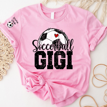 Soccer Mimi Shirt with Custom Names, Soccer Ball Heart Family Tee