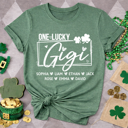 One Lucky Gigi St Patrick’s Day Shirt, Personalized Shamrock Family T Shirt