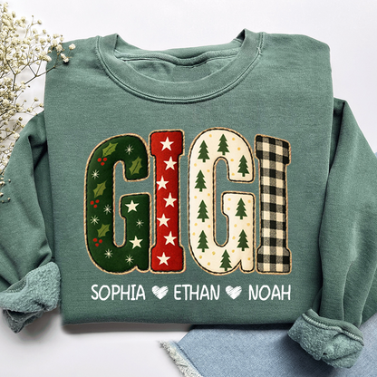 Cozy Xmas Gigi Design Grandma Sweatshirt, Gift for Grandma and Kids