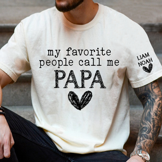 Custom Grandpa T-Shirt, My Favorite People Call Me with Family Names, Ideal Gift for Grandfather