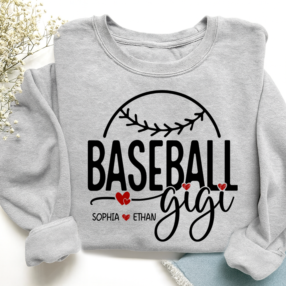Personalized Baseball Gigi Sweatshirt, Custom Gift For Grandma And Kids