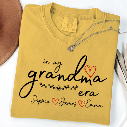 Comfort Colors Personalized In My Grandma Era T Shirt, Perfect Gift for Grandmothers with Kids' Names