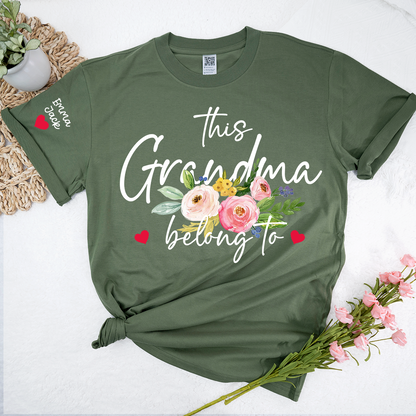 This Grandma Belongs to Shirt, Personalized Grandma T-Shirt with Custom Kids Names and Floral Design