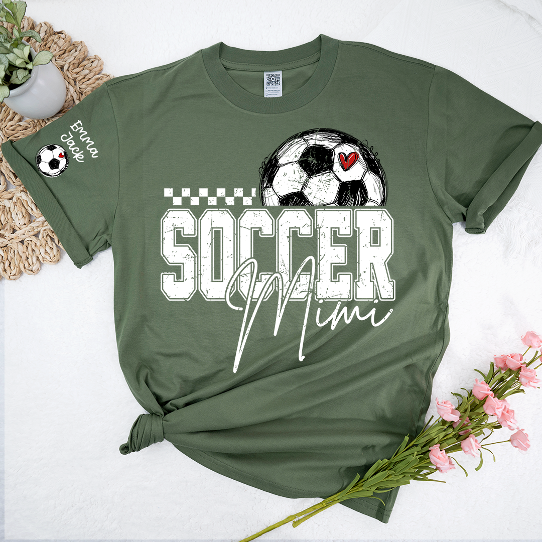 Soccer Mimi Shirt Personalized with Grandkids Names, Soccer Ball Graphic Family T Shirt