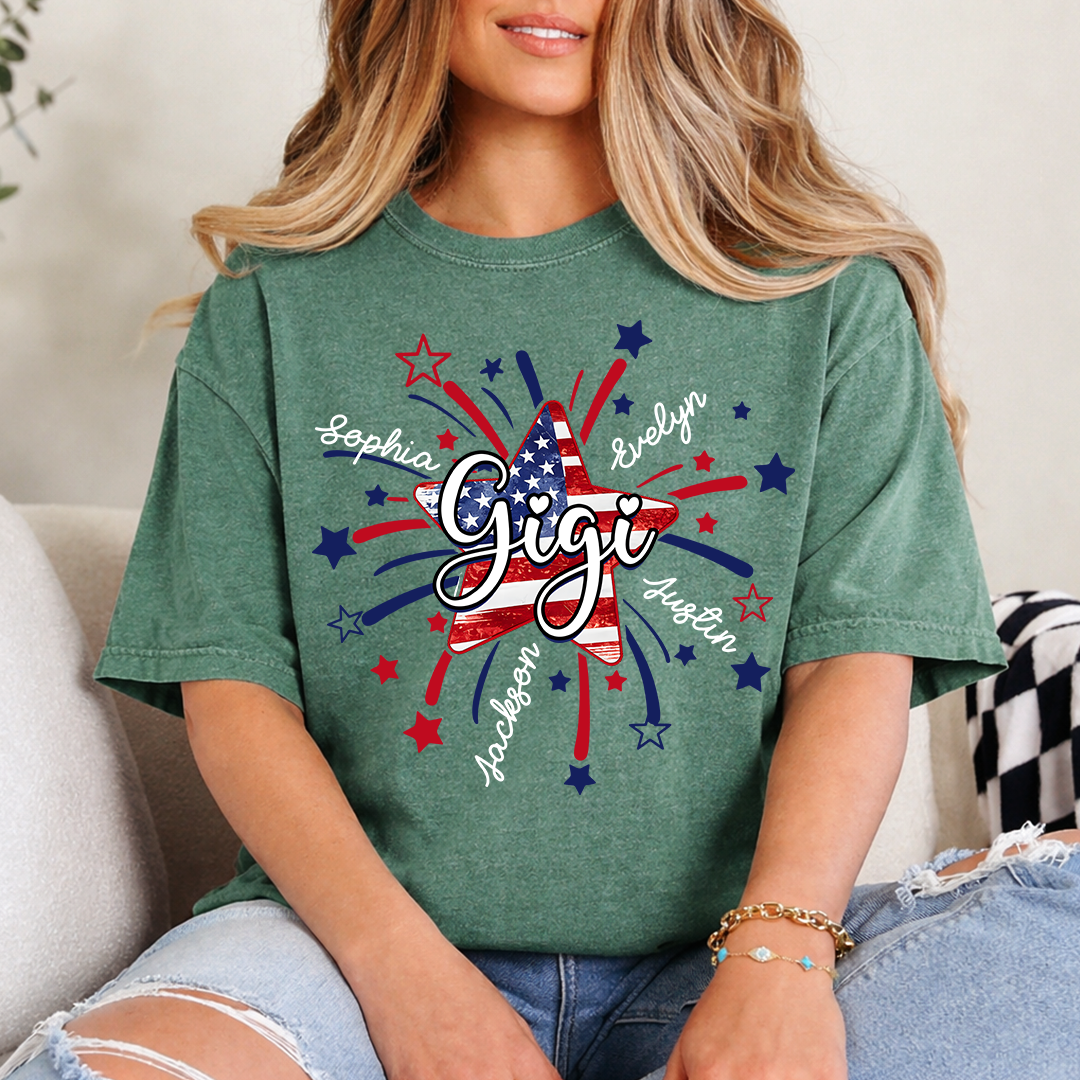 Personalized 4th Of July Grandma, Star Firework For Gift Grandma with Kid Names