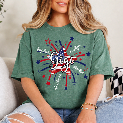 Personalized 4th Of July Grandma, Star Firework For Gift Grandma with Kid Names