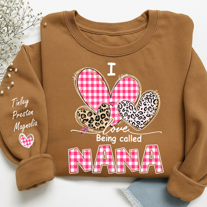 Grandma Valentine Sweatshirt, I Love Being Nana Heart Design, Personalized Family Love Crewneck