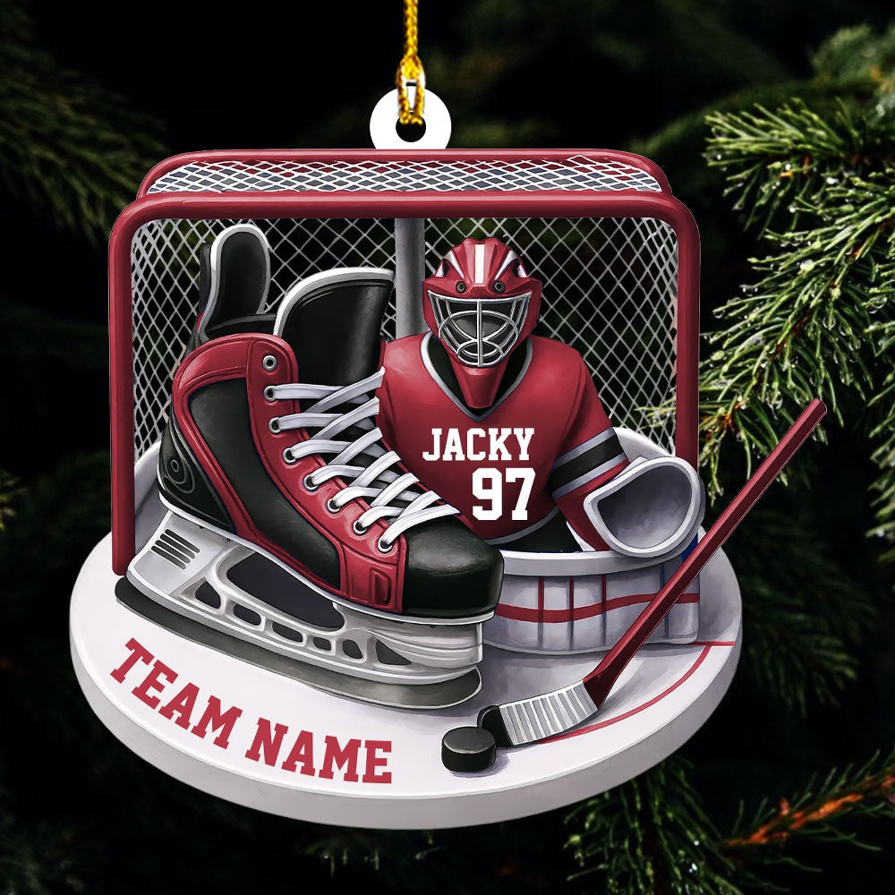 Hockey Christmas Ornament – Personalized Team, Name & Jersey Number Gift for Player, Fan, or Coach 2025 Ornament