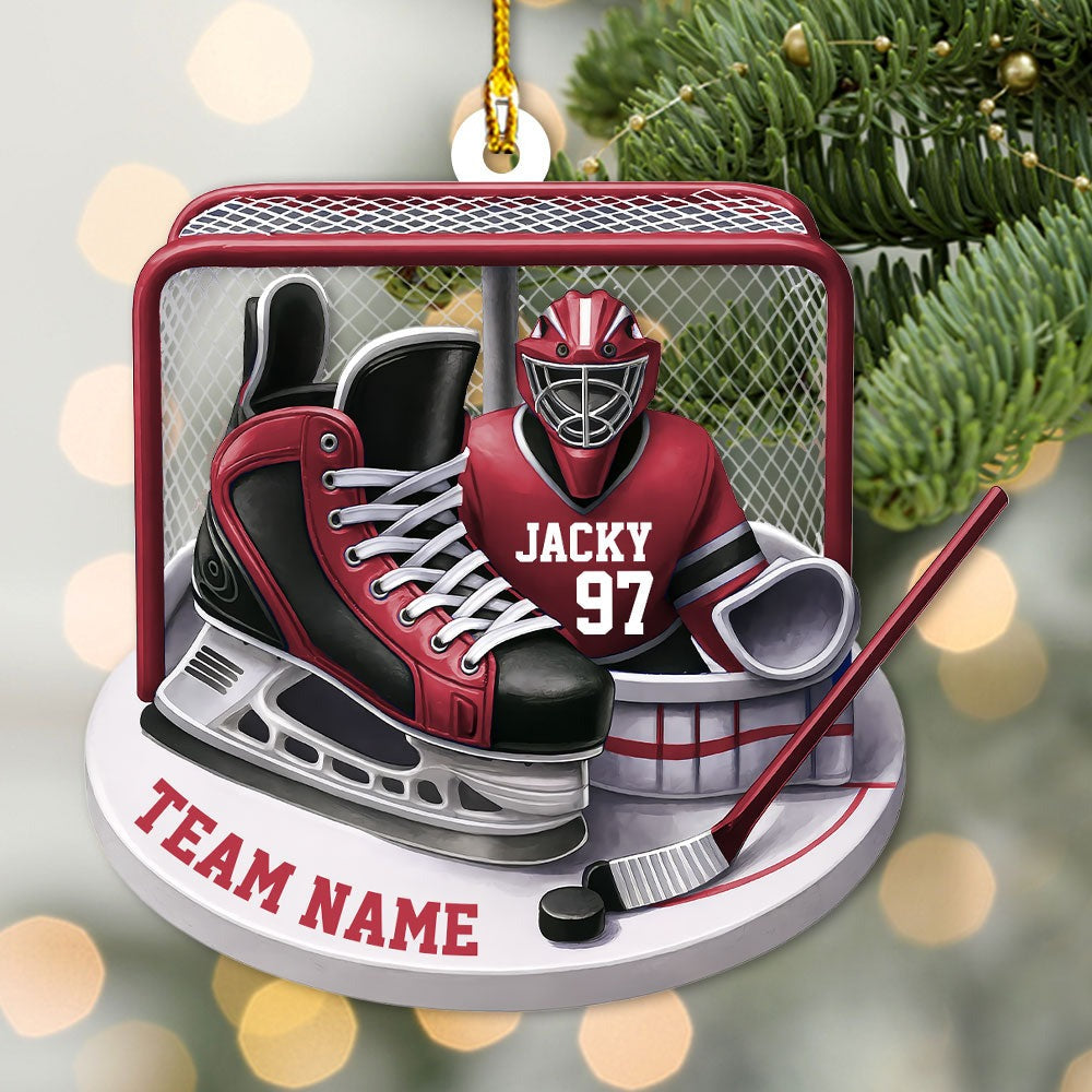 Hockey Christmas Ornament – Personalized Team, Name & Jersey Number Gift for Player, Fan, or Coach 2025 Ornament