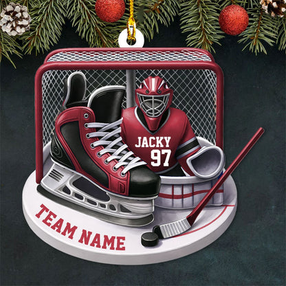 Hockey Christmas Ornament – Personalized Team, Name & Jersey Number Gift for Player, Fan, or Coach 2025 Ornament