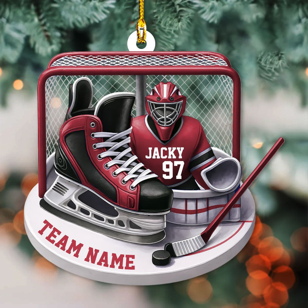 Hockey Christmas Ornament – Personalized Team, Name & Jersey Number Gift for Player, Fan, or Coach 2025 Ornament
