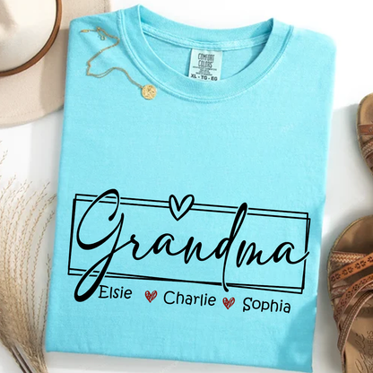 Personalized Grandma Shirt – Custom Family Name T-Shirt with Grandkids' Names – Gift for Grandma, Nana, Mom – Mother's Day, Birthday Gift