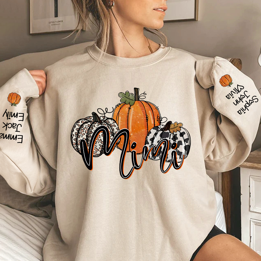 Personalized Mimi, Grandma Pumpkins Autumn And Grandkids CL01 Sweatshirt