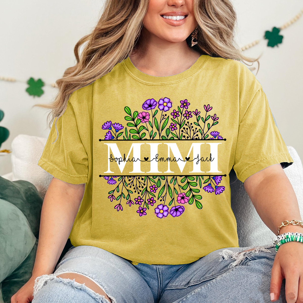 Comfort Colors® Mimi Wildflower And Grandkids Shirt Gift for Grandma, Mother's Day