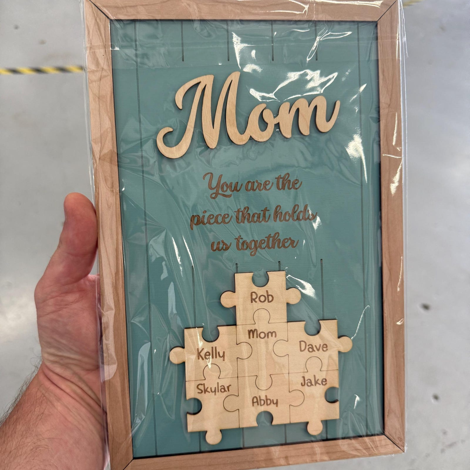 Mom Puzzle Sign Mother's Day Gift from Kids Husband Custom Engraved Wood Sign Piece That Holds Us Together Grandma Gift