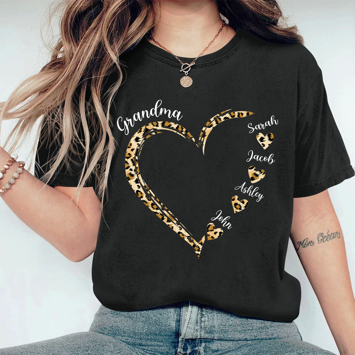 Grandma and Grandkids, Forever In Grandma's Heart - Family Personalized Custom Comfort Colors T-Shirt