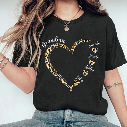 Grandma and Grandkids, Forever In Grandma's Heart - Family Personalized Custom Comfort Colors T-Shirt