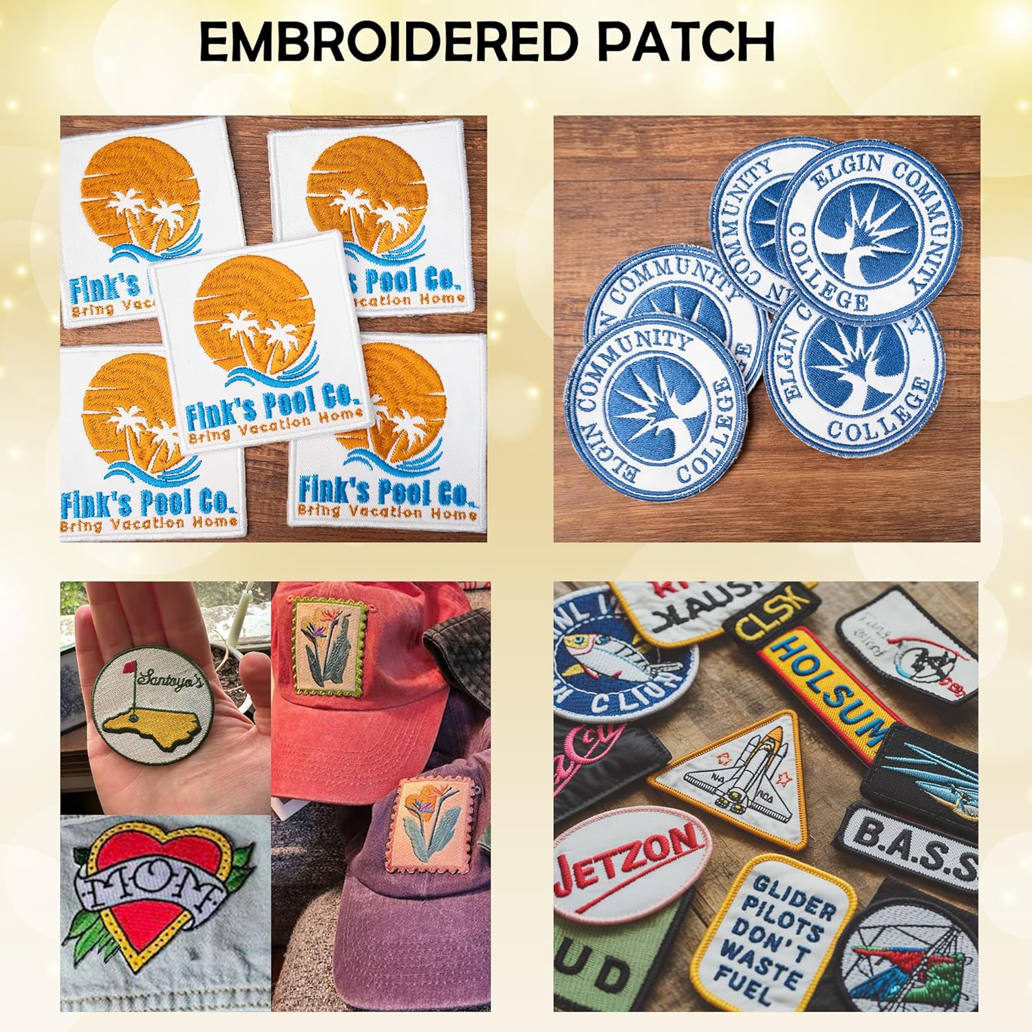 Customized Embroidered Patches – Personalized Logo, Iron-On/Sew-On Hook & Loop for Backpacks, Clothing, Hats