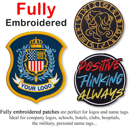 Custom Embroidered Patches – Personalized Iron-On/Sew-On Hook & Loop, Custom Logo Patch for Clothes, Bags, Hats